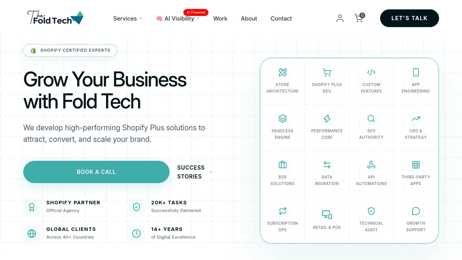 Screenshot of the The Fold Tech homepage