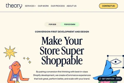 Screenshot of the Theory Digital homepage