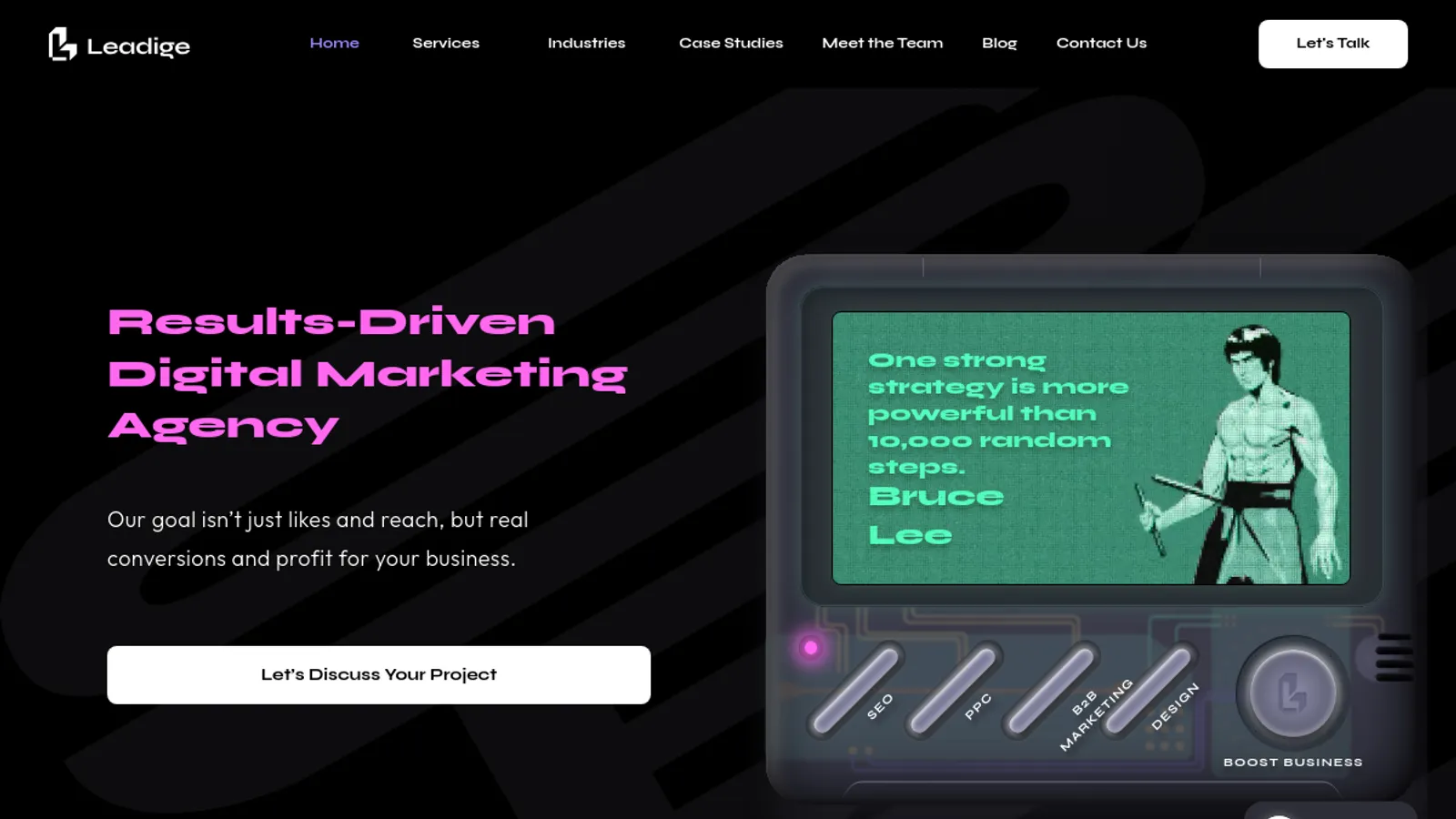 Screenshot of the Leadige LLC homepage