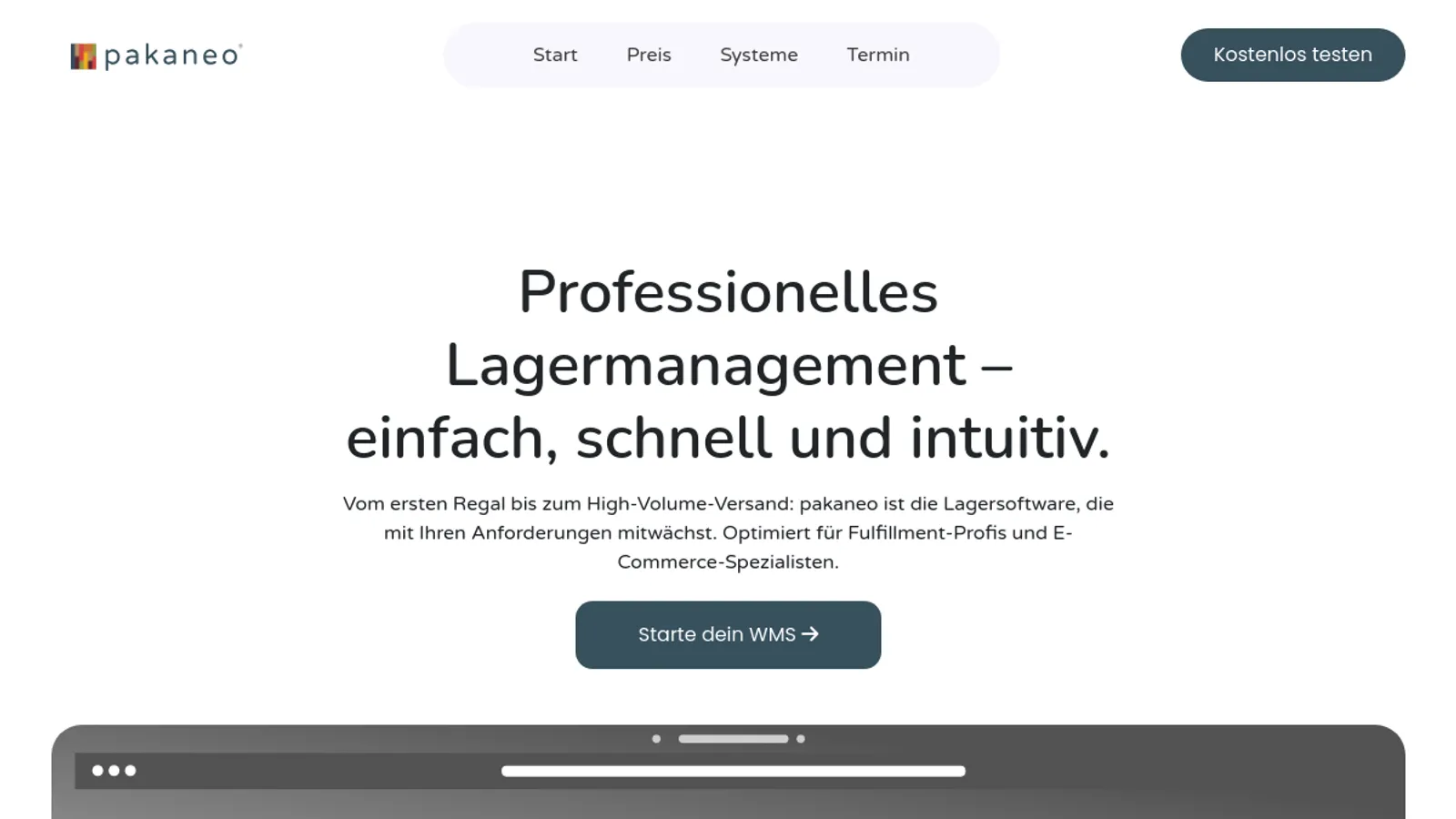 Screenshot of the pakaneo GmbH homepage