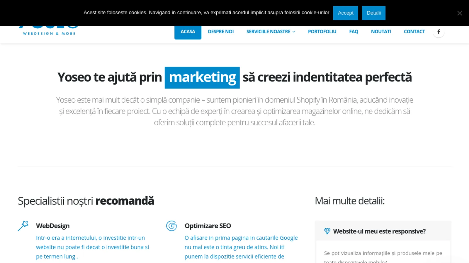 Screenshot of the Yoseo Design SRL homepage