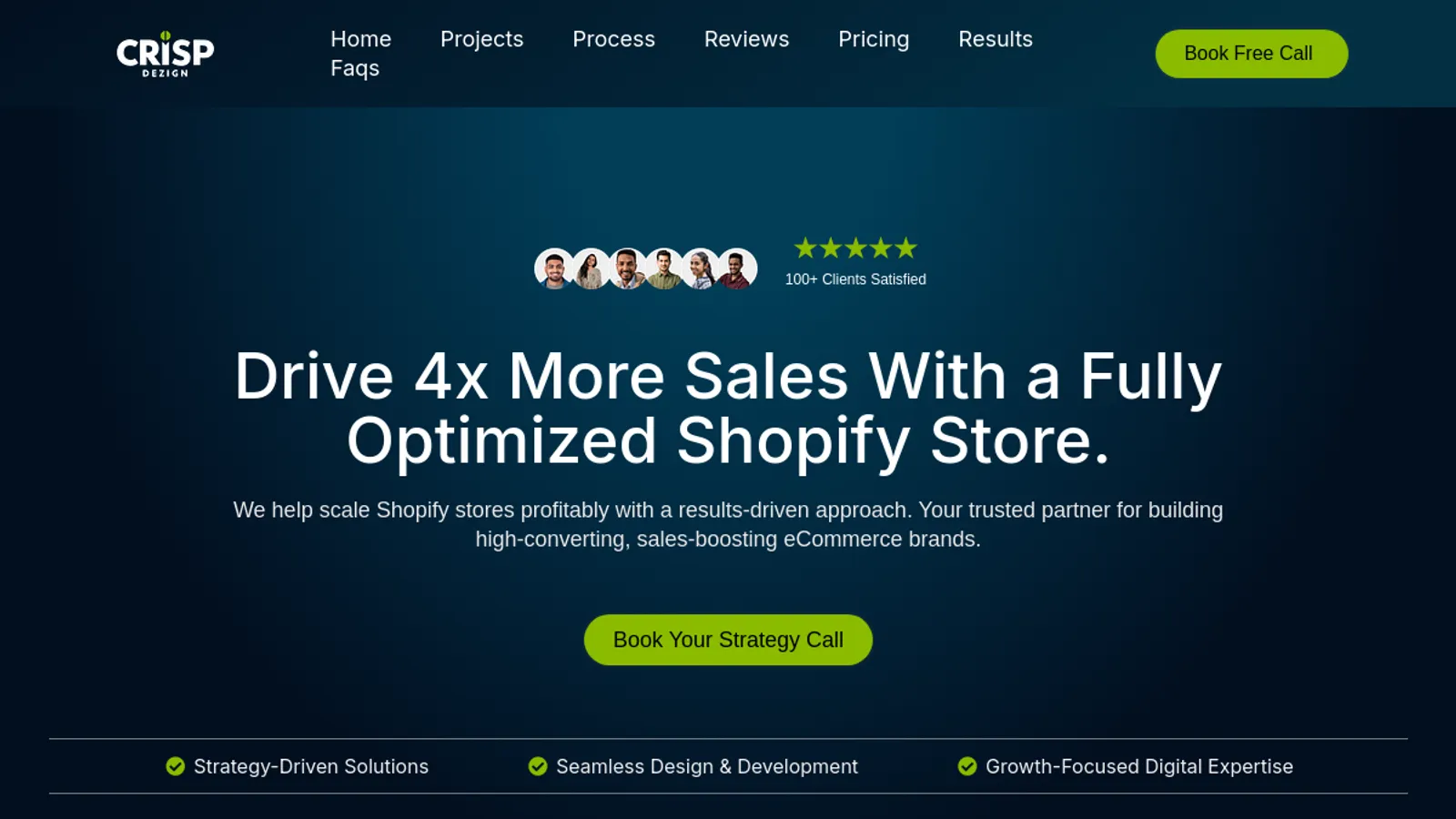 Screenshot of the Crisp Dezign homepage