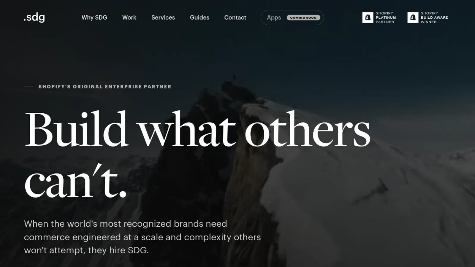 Screenshot of the SDG homepage
