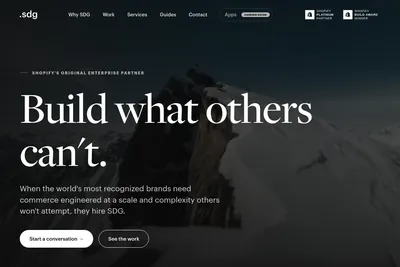 Screenshot of the SDG homepage