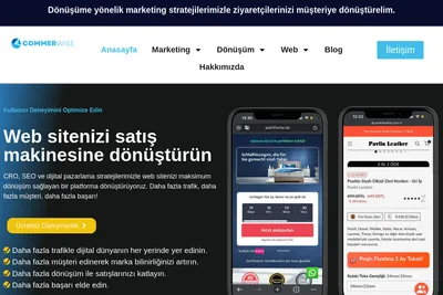Screenshot of the Commerwise homepage