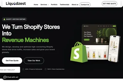 Screenshot of the Liquidzest homepage