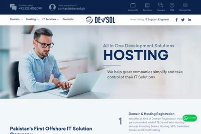 Screenshot of the Devsol homepage