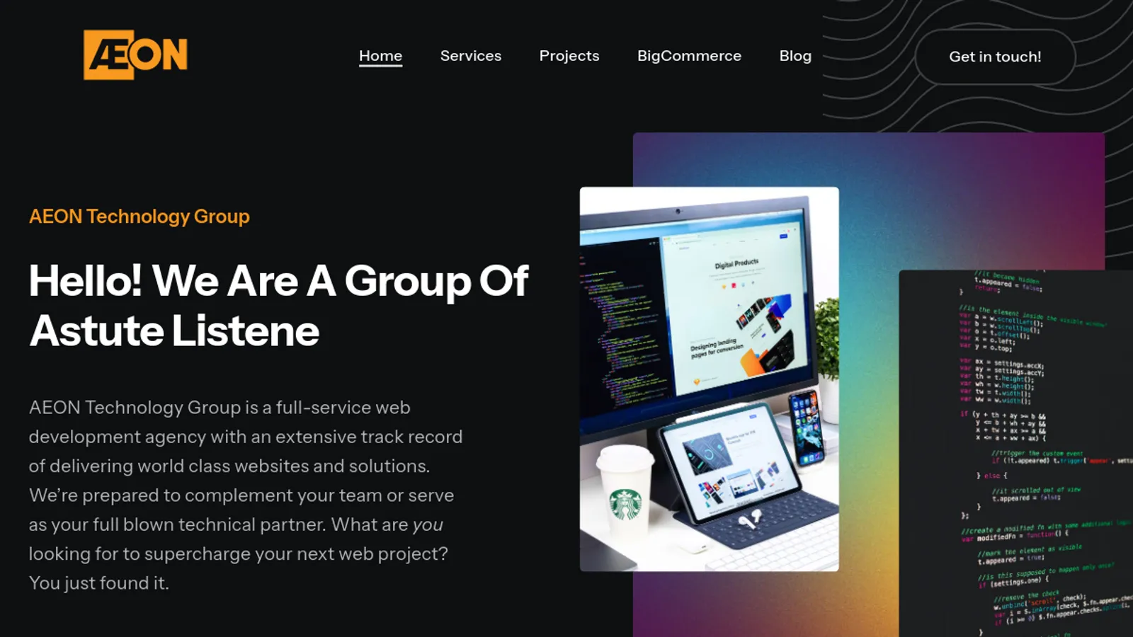 Screenshot of the AeonTG, Inc. homepage