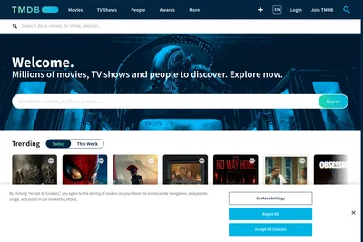 Screenshot of the The Movie Database homepage