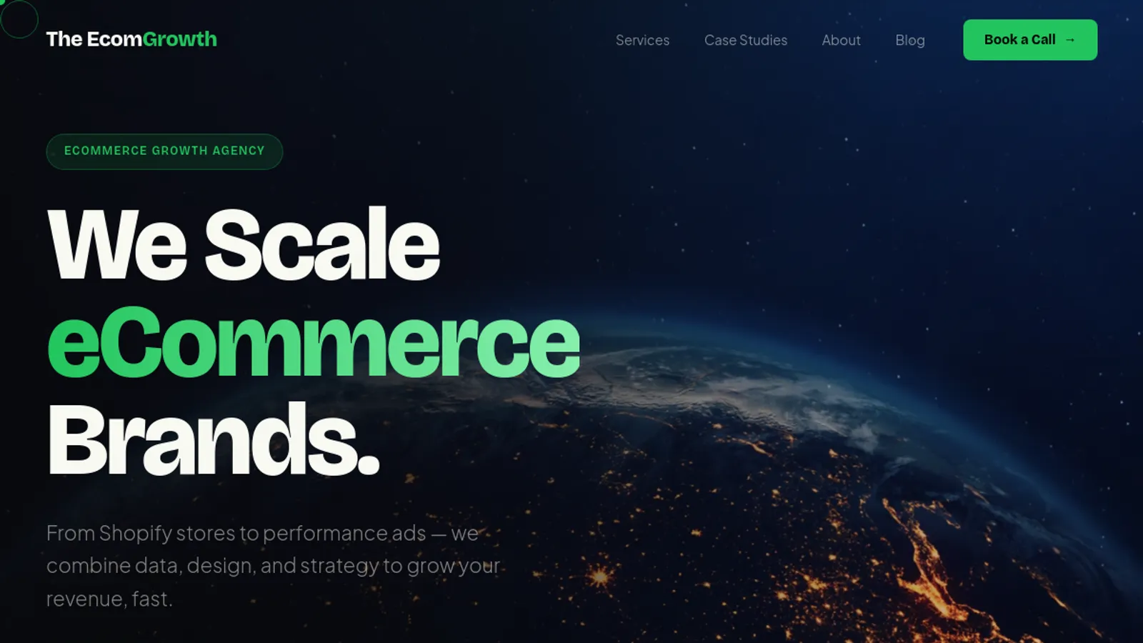 Screenshot of the The Ecom Growth homepage