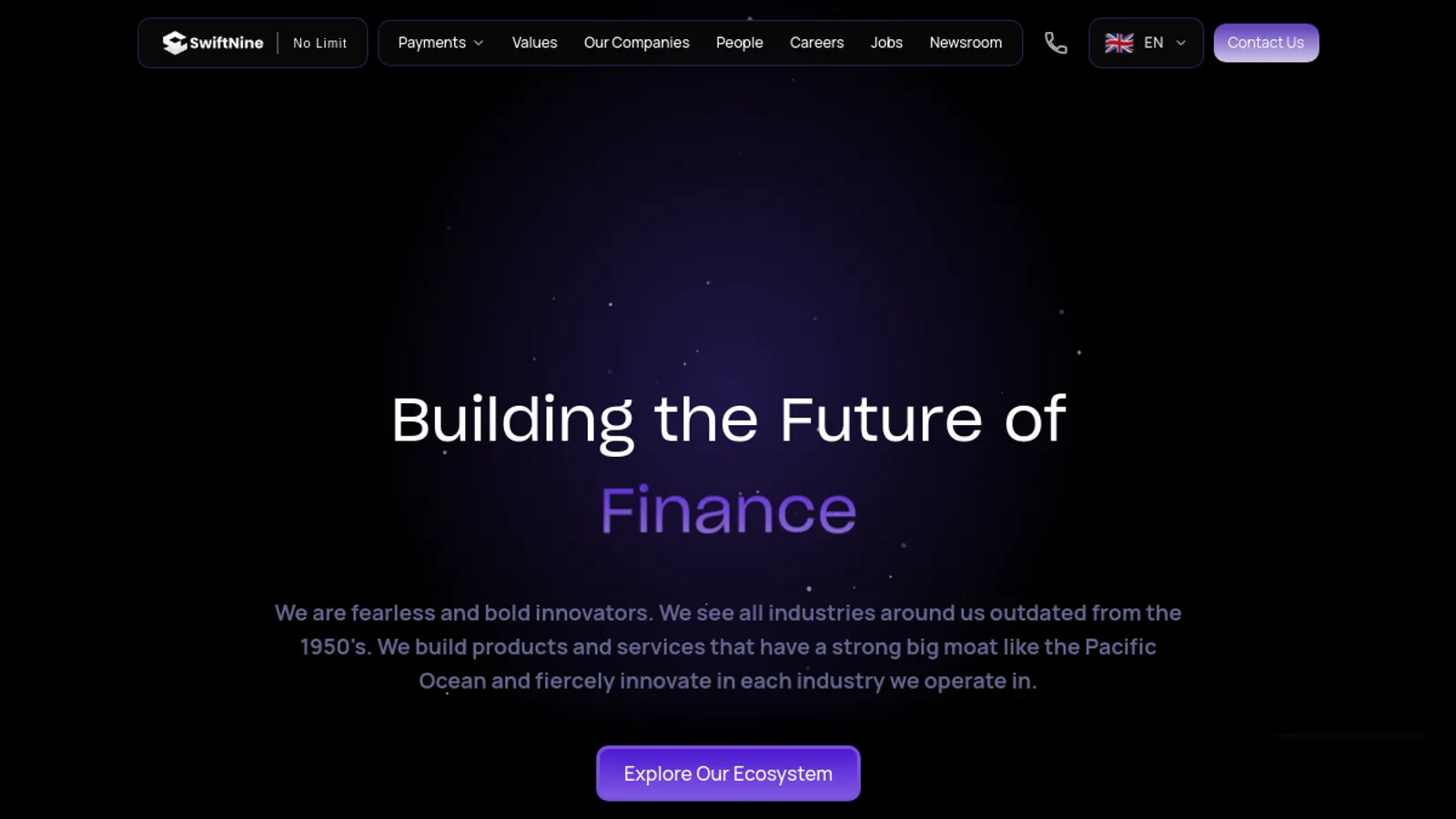 Screenshot of the Swiftnine LLC homepage