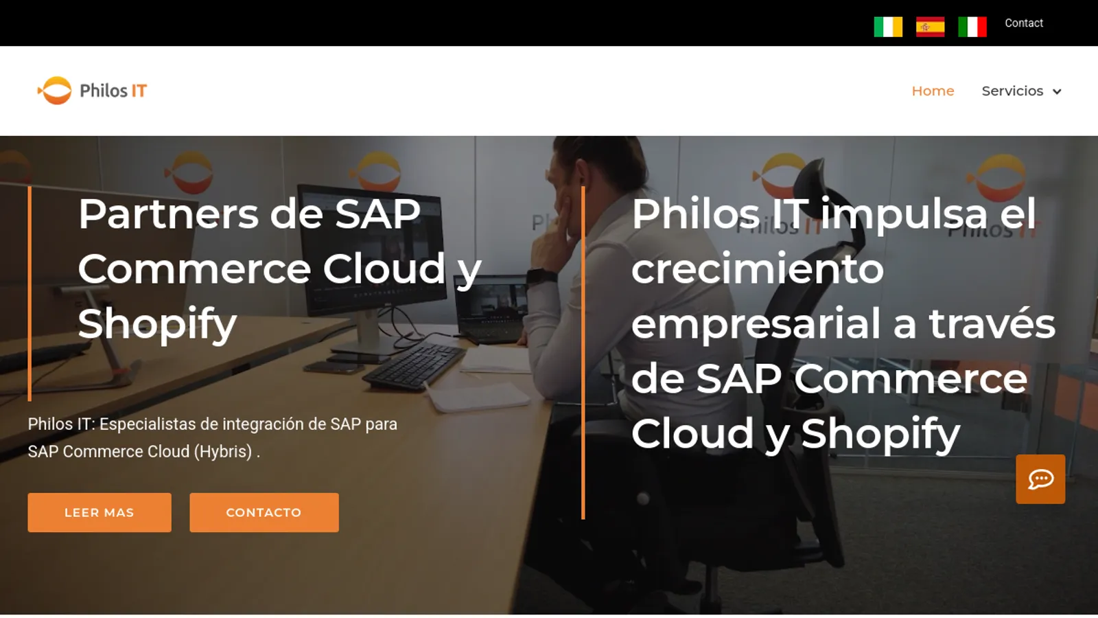Screenshot of the Philos IT homepage