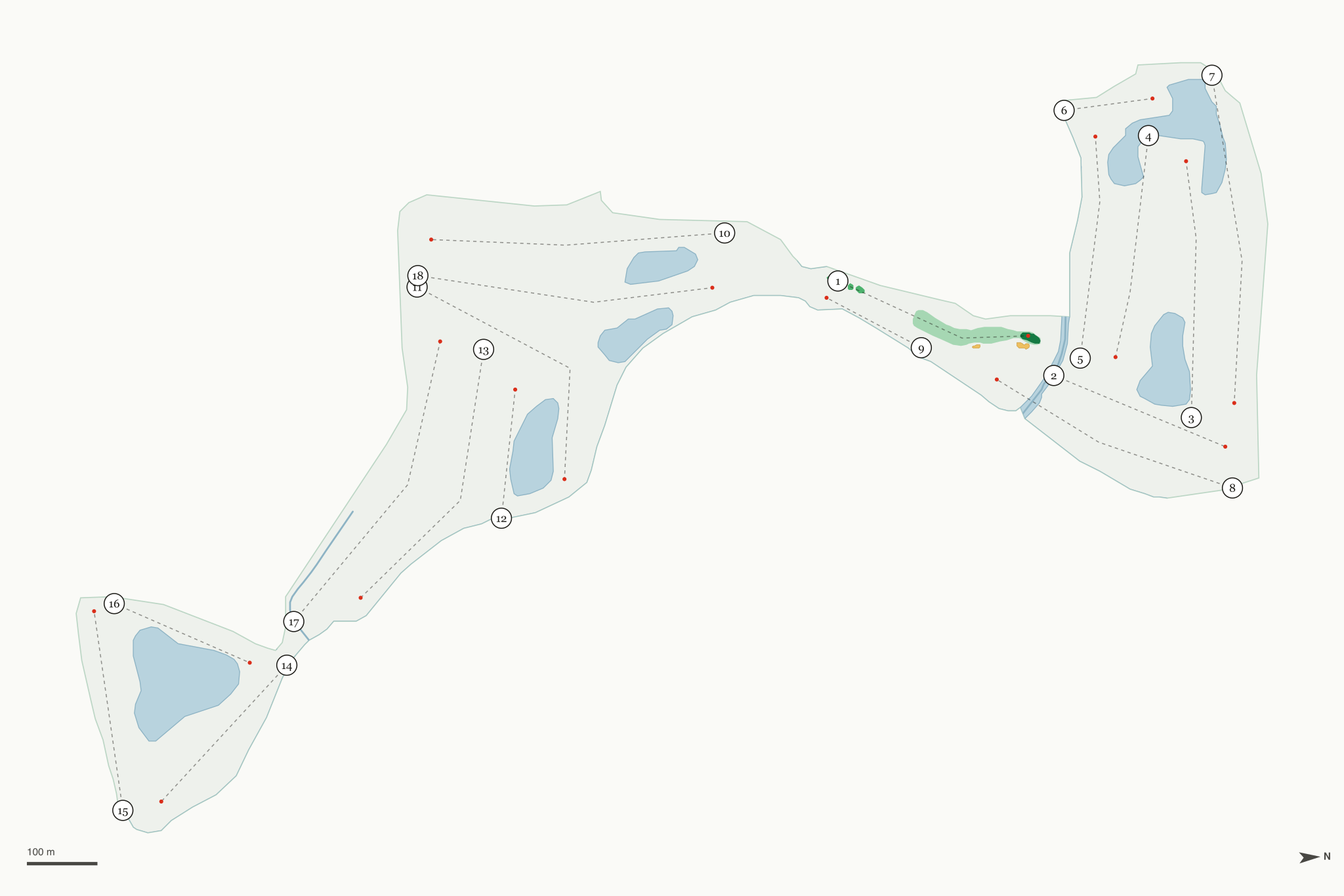 Map of Crane's Landing Golf Club at Marriott Lincolnshire Resort