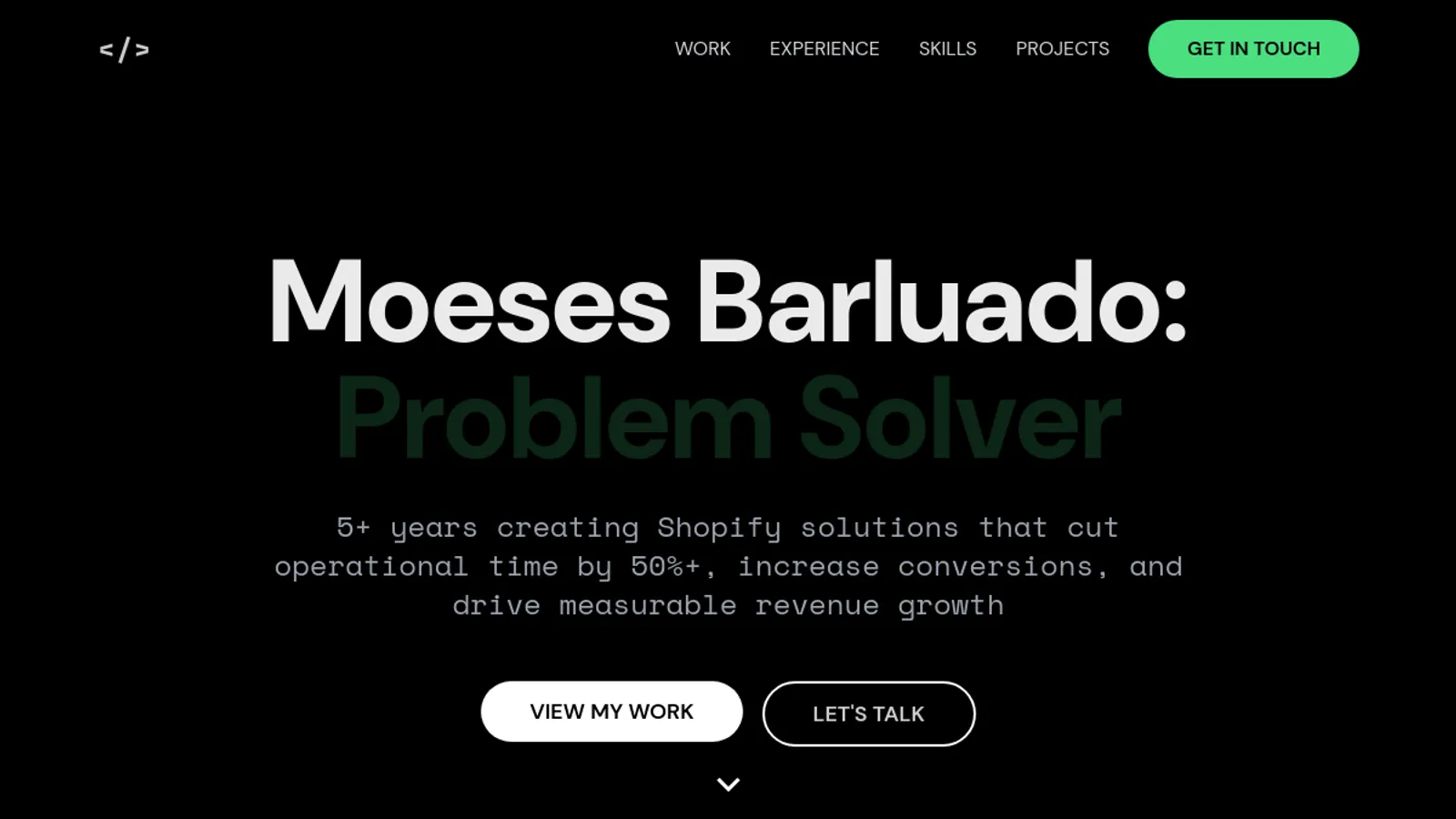 Screenshot of the Moeses Barluado homepage