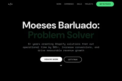 Screenshot of the Moeses Barluado homepage