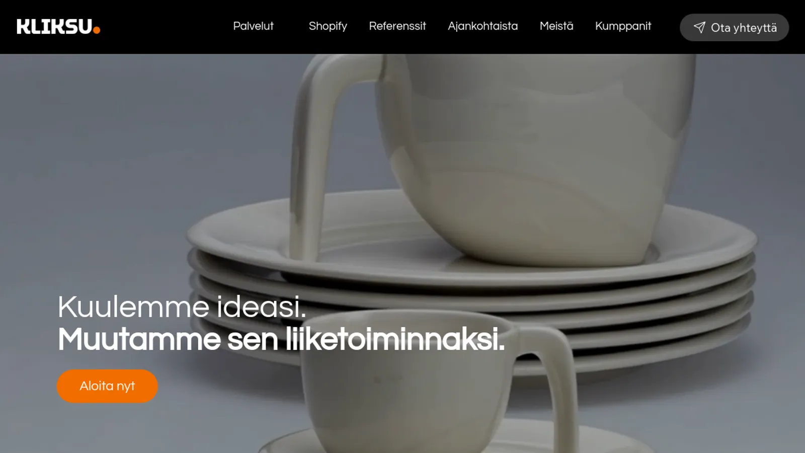 Screenshot of the Kliksu Oy homepage