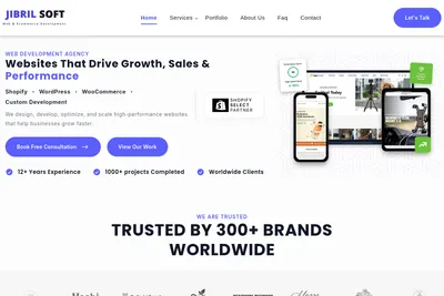 Screenshot of the JibrilSoft homepage