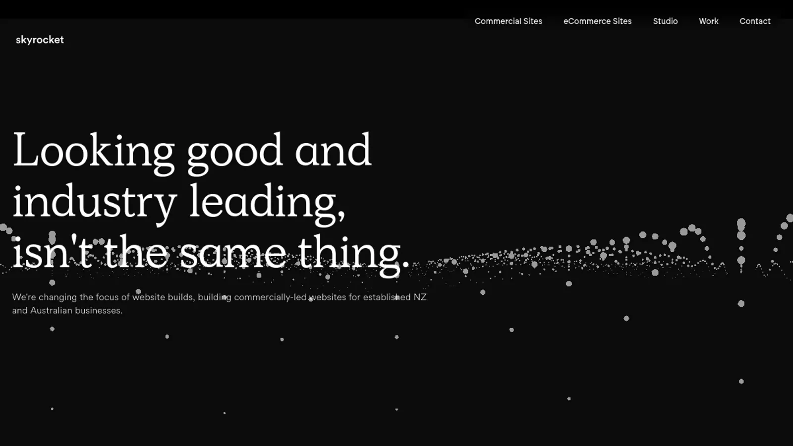 Screenshot of the Skyrocket homepage