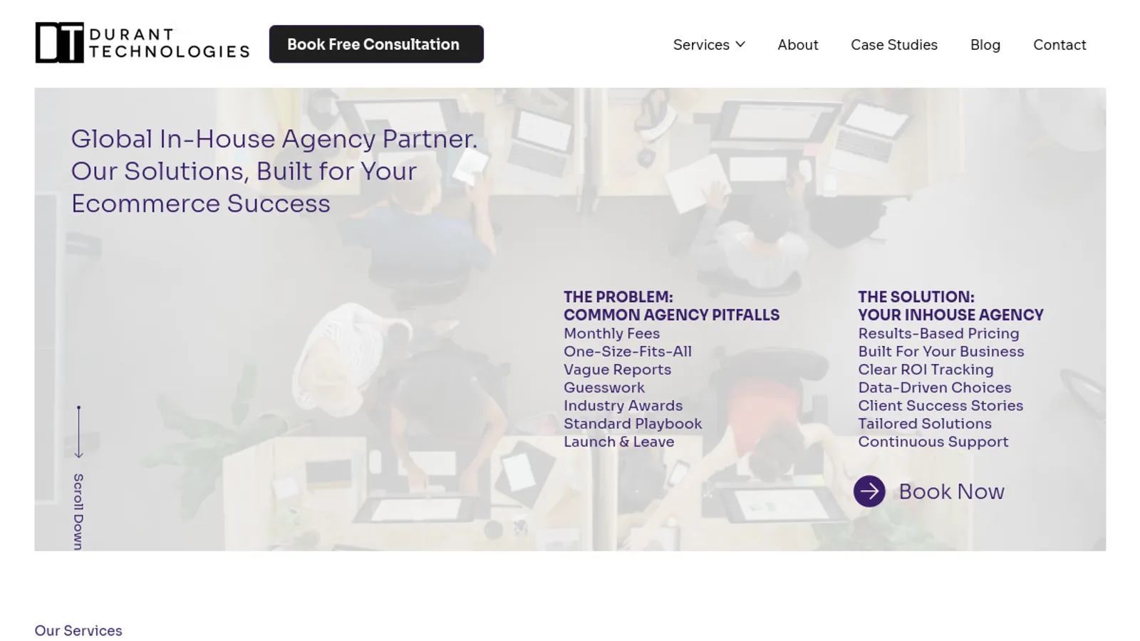 Screenshot of the Durant Technologies homepage