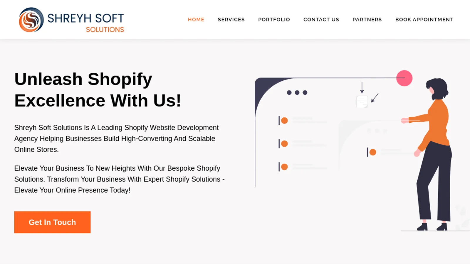 Screenshot of the Shreyh Soft Solutions homepage