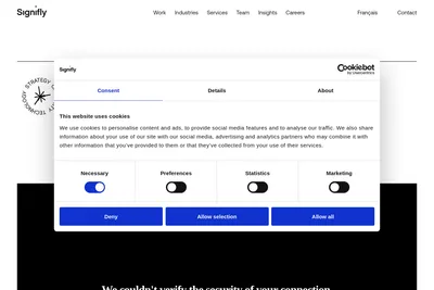 Screenshot of the Signifly homepage