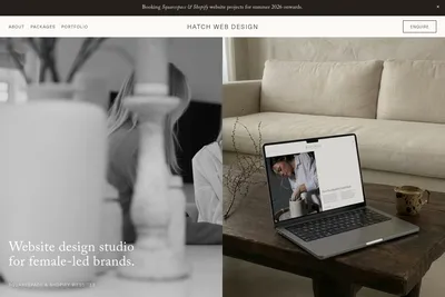 Screenshot of the Hatch Web Design homepage