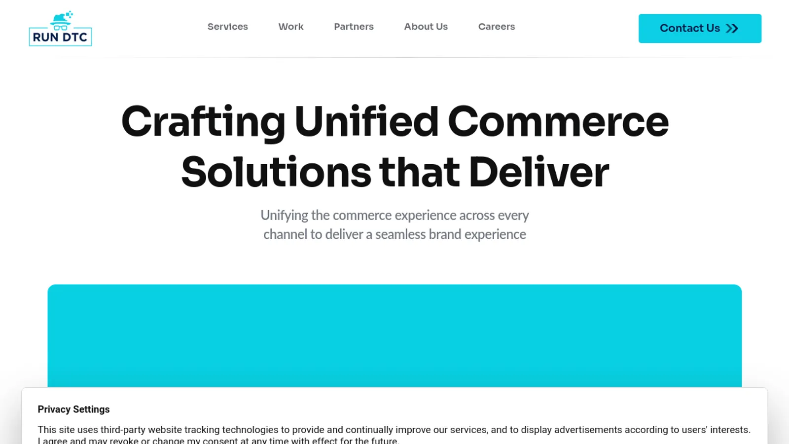 Screenshot of the RunDTC homepage