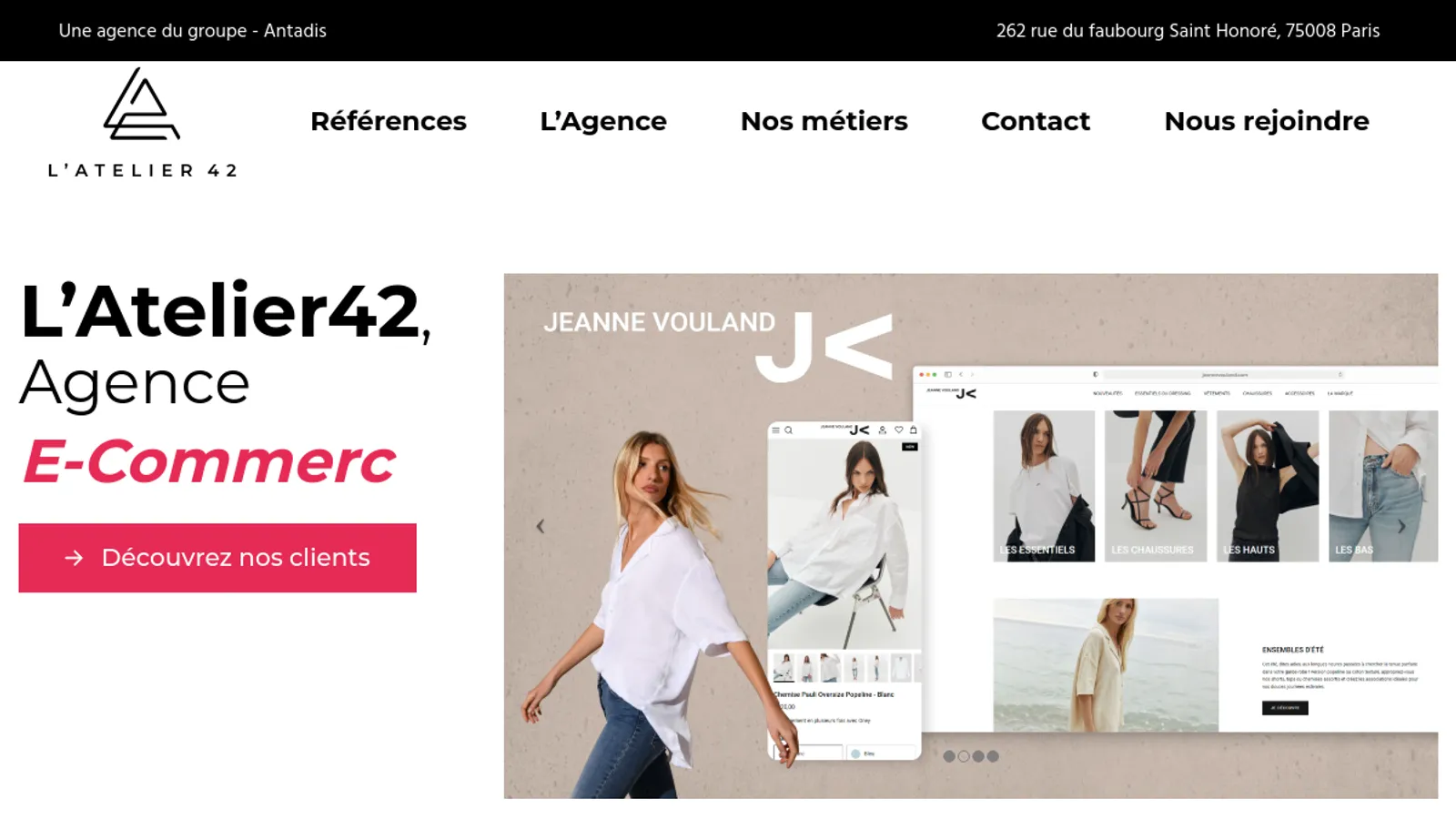 Screenshot of the l'Atelier 42 homepage