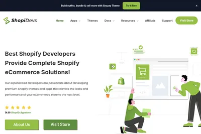Screenshot of the ShopiDevs homepage