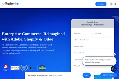Screenshot of the Brainvire homepage