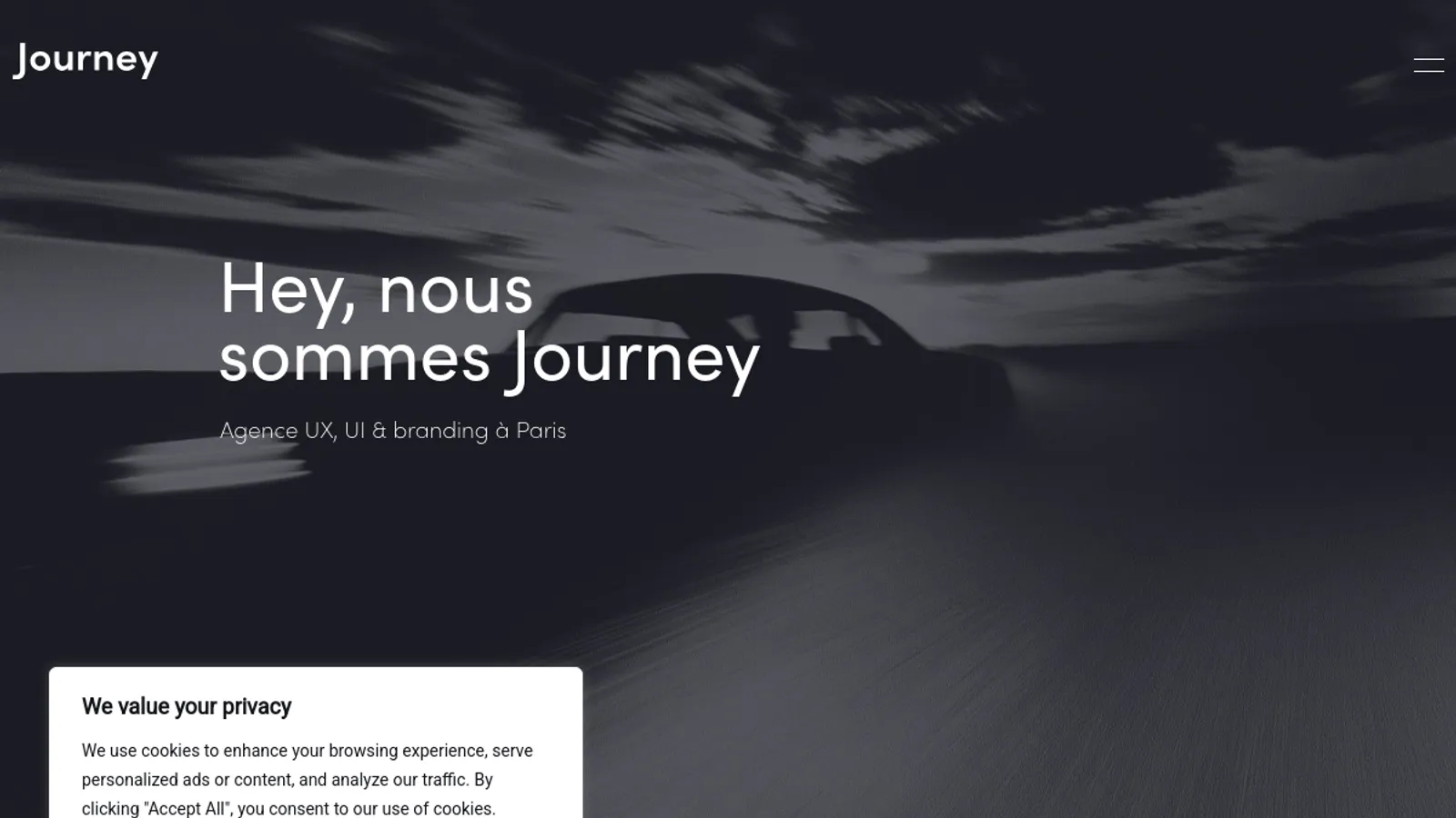 Screenshot of the Journey agency homepage