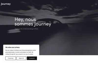 Screenshot of the Journey agency homepage