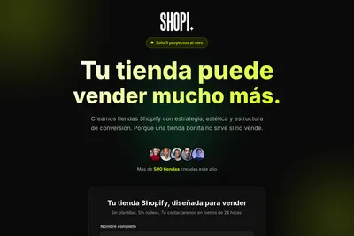 Screenshot of the Shopi Agency homepage