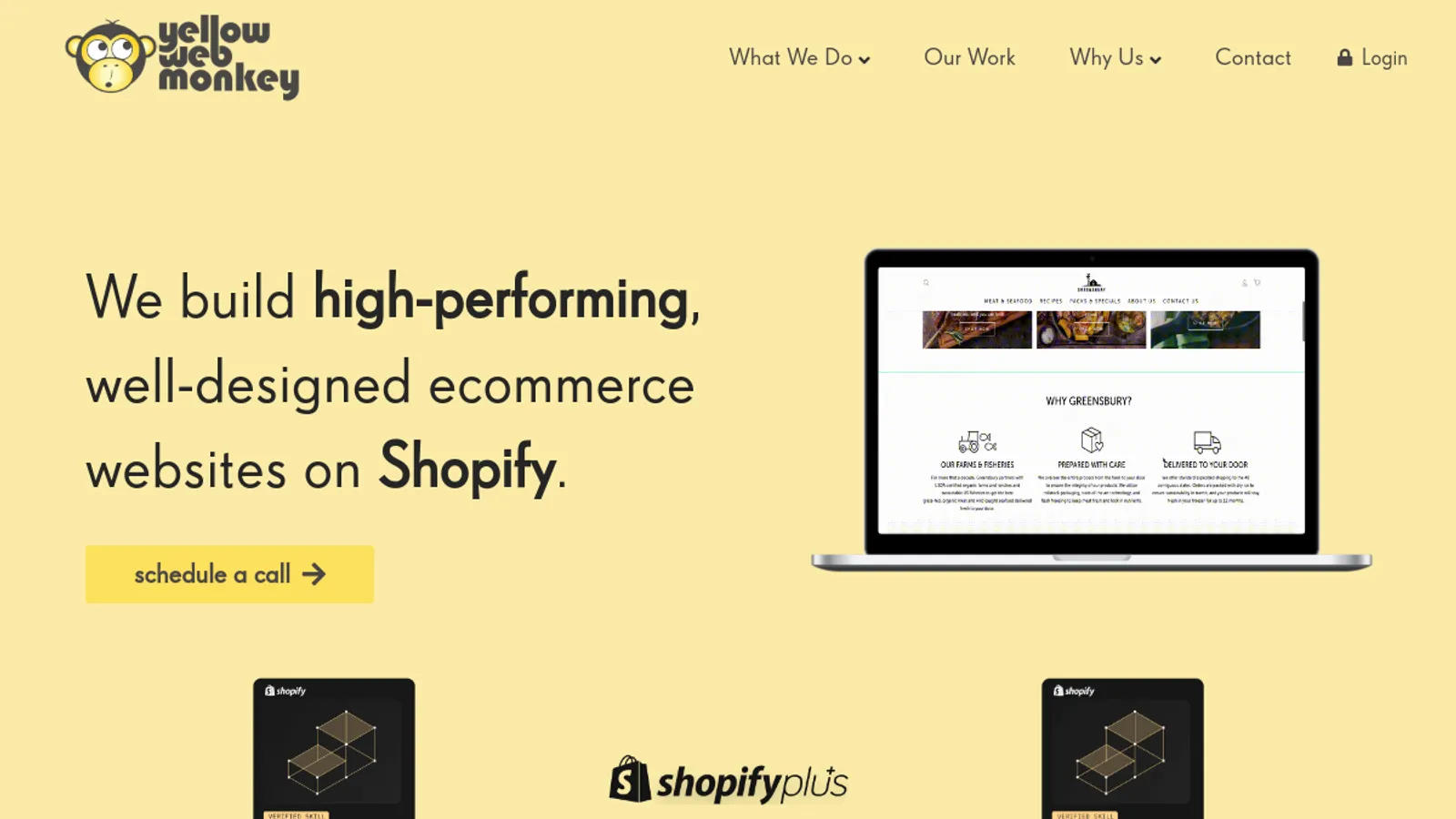 Screenshot of the YellowWebMonkey Web Design homepage