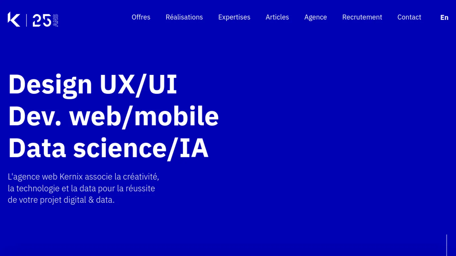 Screenshot of the KERNIX homepage