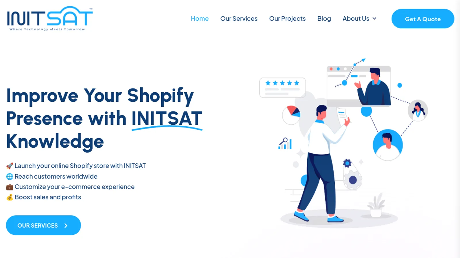 Screenshot of the INITSAT homepage