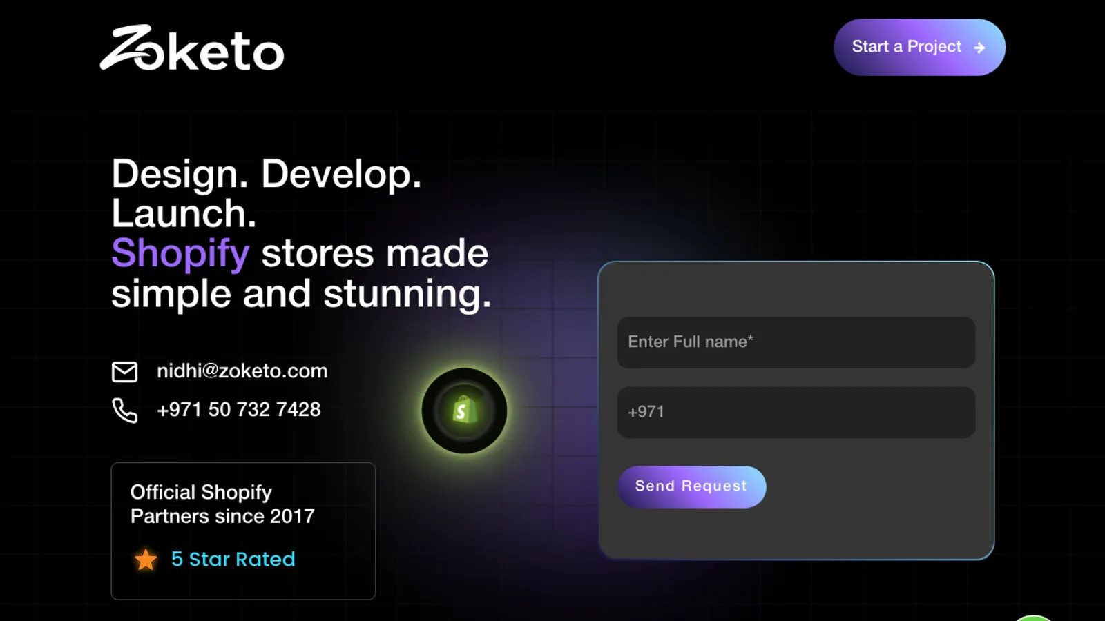 Screenshot of the Zoketo homepage