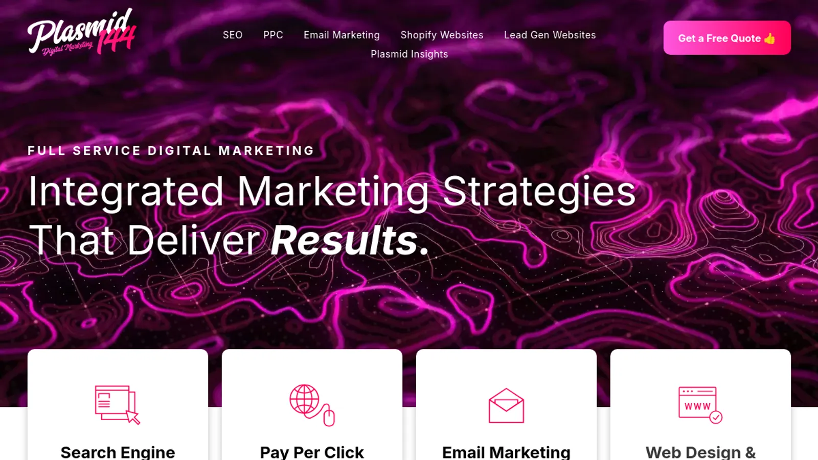 Screenshot of the Plasmid144 Digital Marketing Inc. homepage