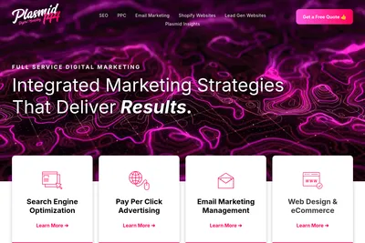 Screenshot of the Plasmid144 Digital Marketing Inc. homepage