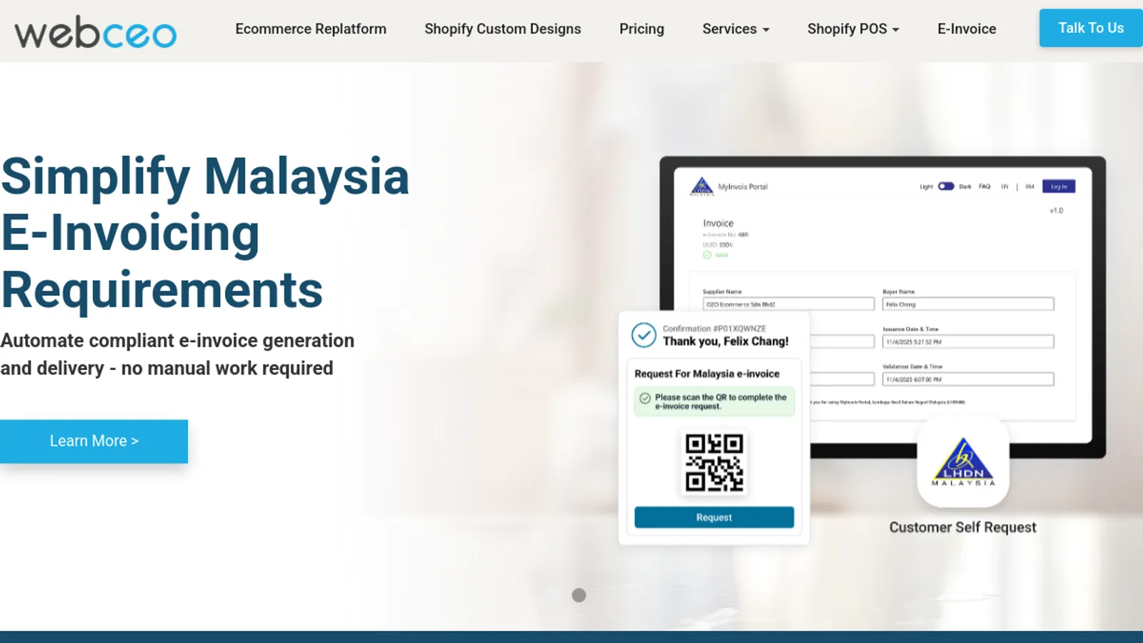 Screenshot of the WEBCEO homepage