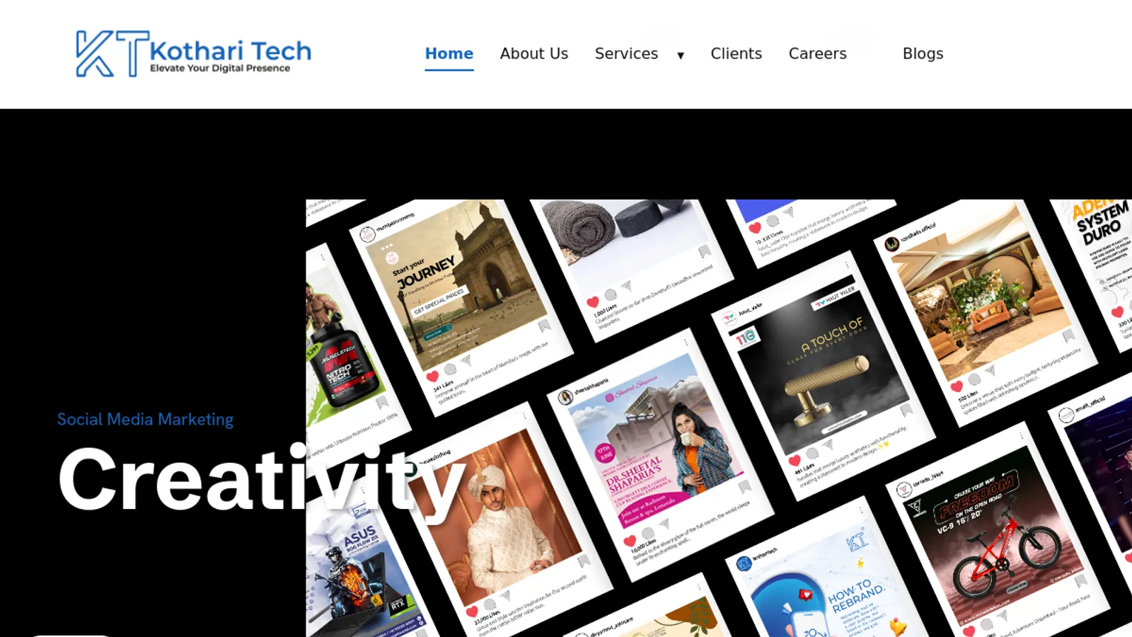 Screenshot of the Kothari Tech homepage