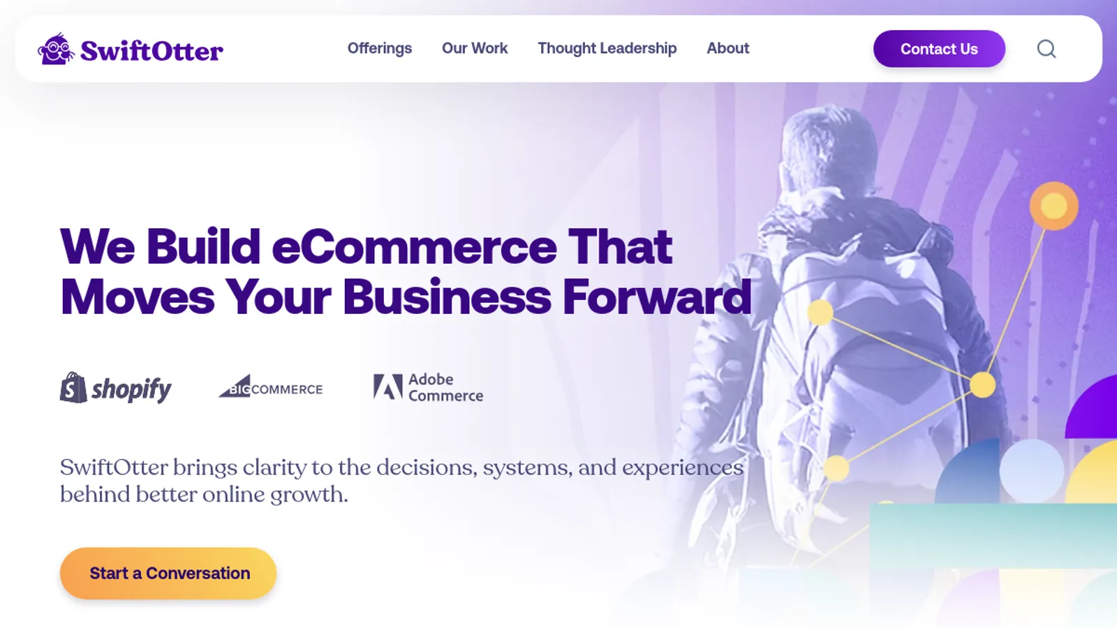 Screenshot of the SwiftOtter homepage