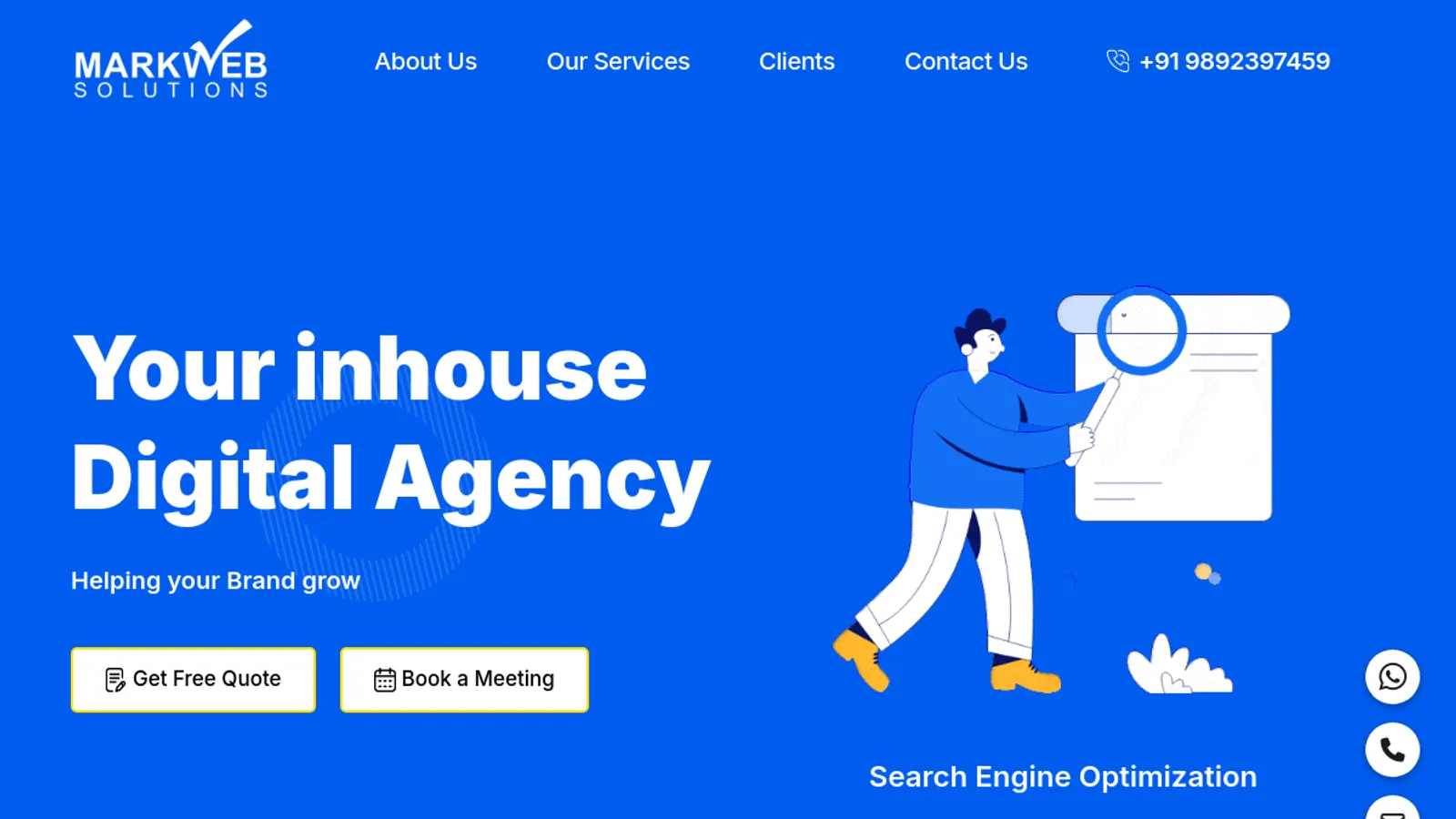 Screenshot of the Mark Web Solutions homepage