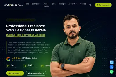 Screenshot of the arulmjoseph.com homepage