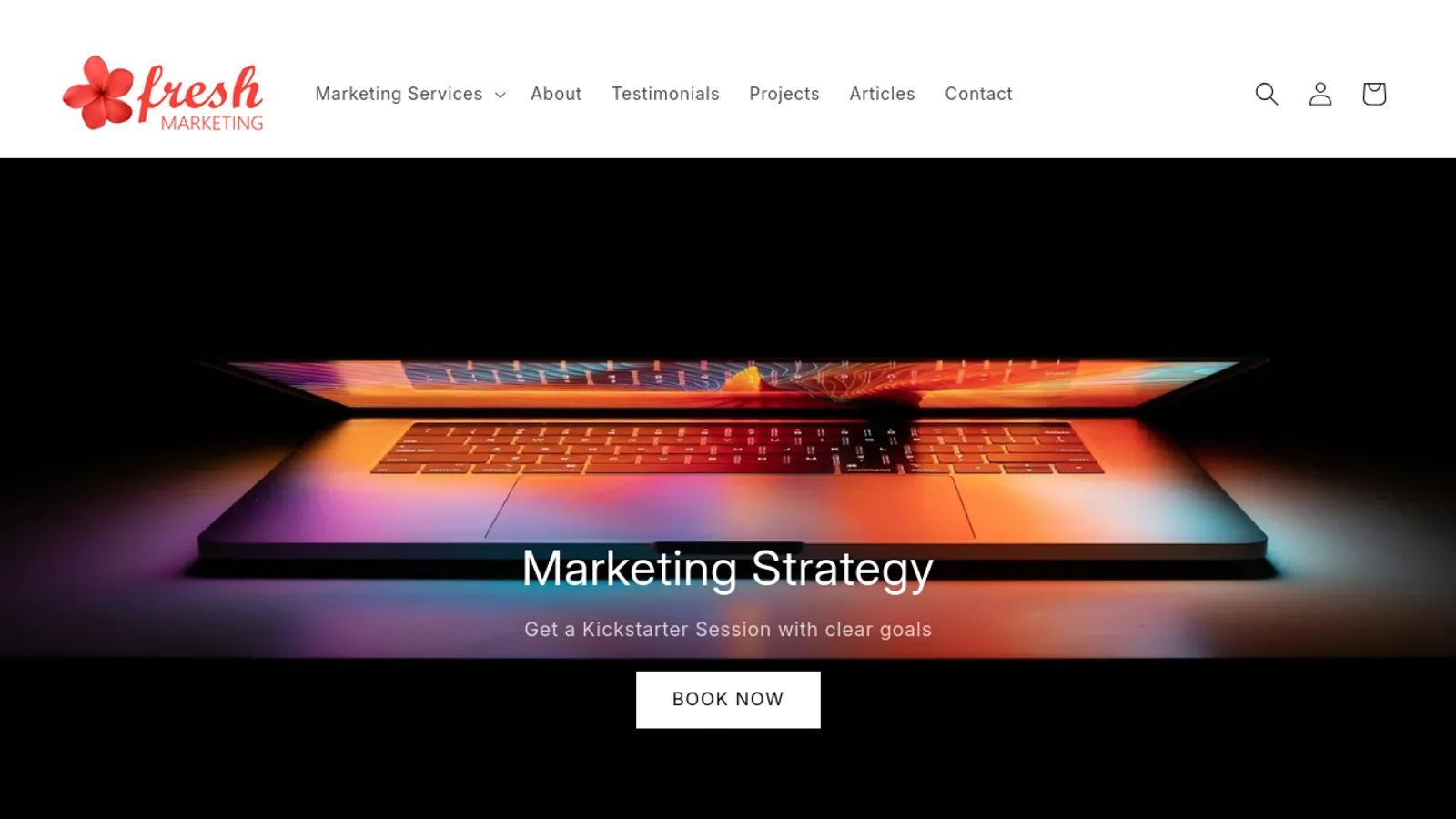 Screenshot of the Fresh Marketing homepage