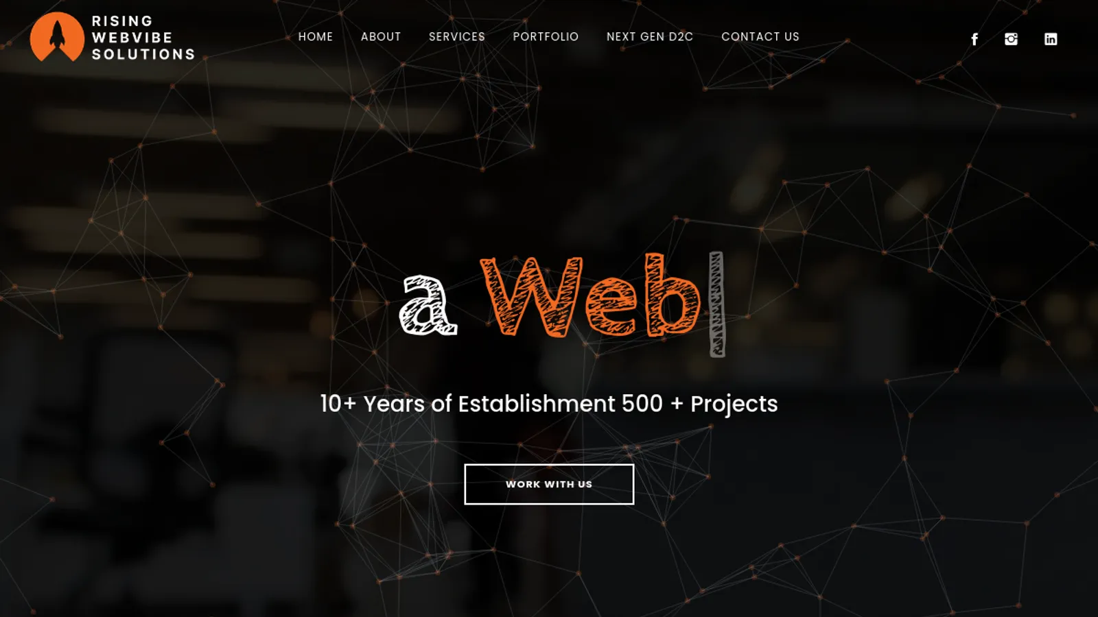 Screenshot of the Rising Webvibe Solutions homepage
