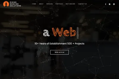 Screenshot of the Rising Webvibe Solutions homepage