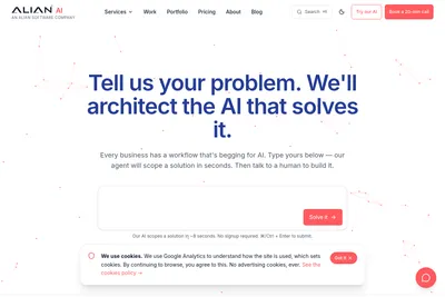 Screenshot of the Alian Software homepage