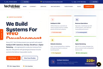 Screenshot of the Tech Striker homepage