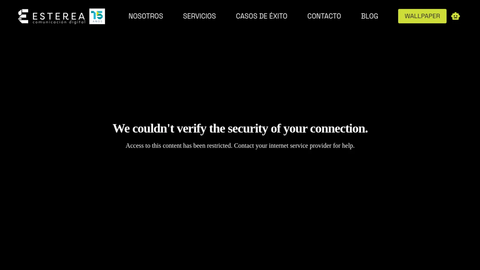 Screenshot of the Esterea proyectos de Internet, SL homepage